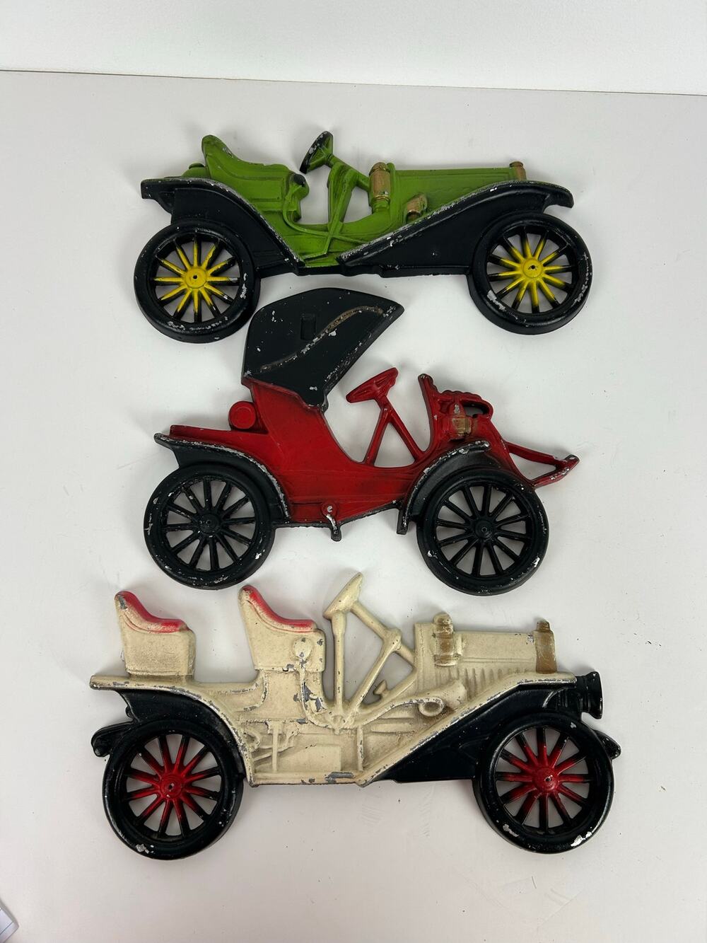 Vintage Midwest Metal Antique Car Wall Plaques Pictures Set of 3 Buick Hupmobile